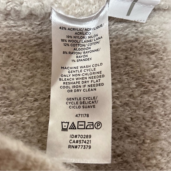 Ann Taylor Sweater Women Small Cream Oatmeal Wool Blend Flare Neutral Lagenlook - Picture 5 of 8